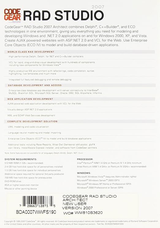 Rad Studio 2007 Architect DVD New User - Image 3