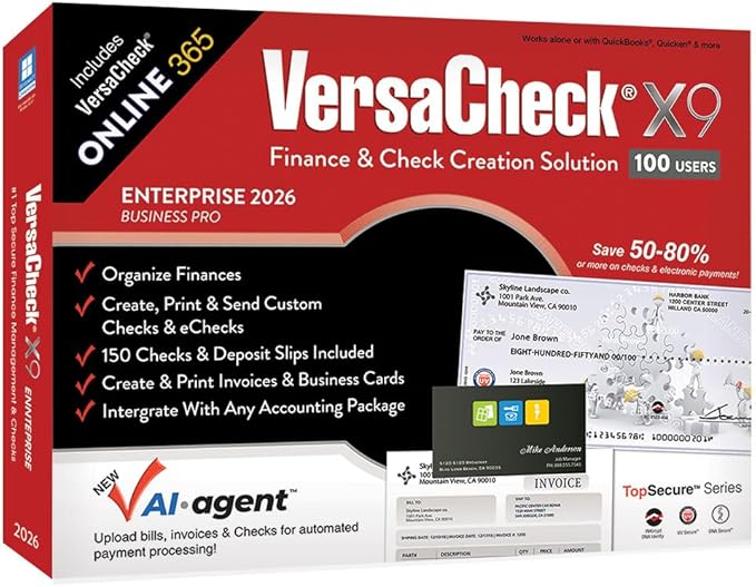 VersaCheck X9 Enterprise 2026 – 100 Users + VersaCheck ONLINE Pro 1yr Sub Bundle